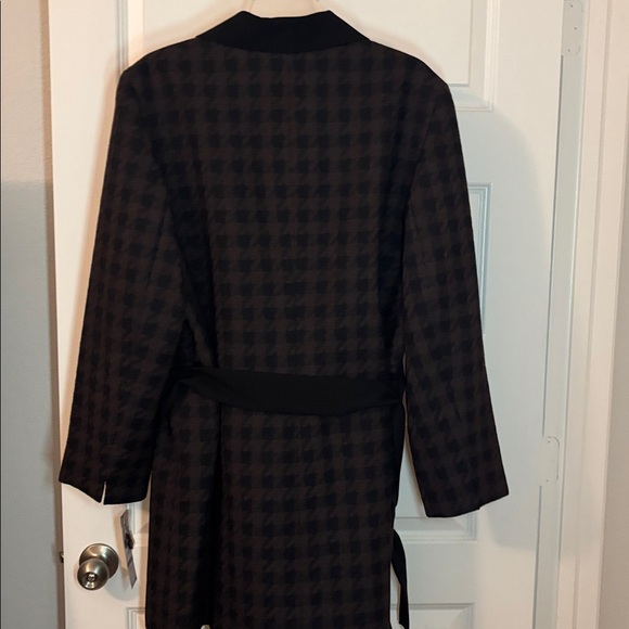Le Suit espresso & black houndstooth belted blazer jacket SZ 18 workwear NWT - Picture 2 of 13